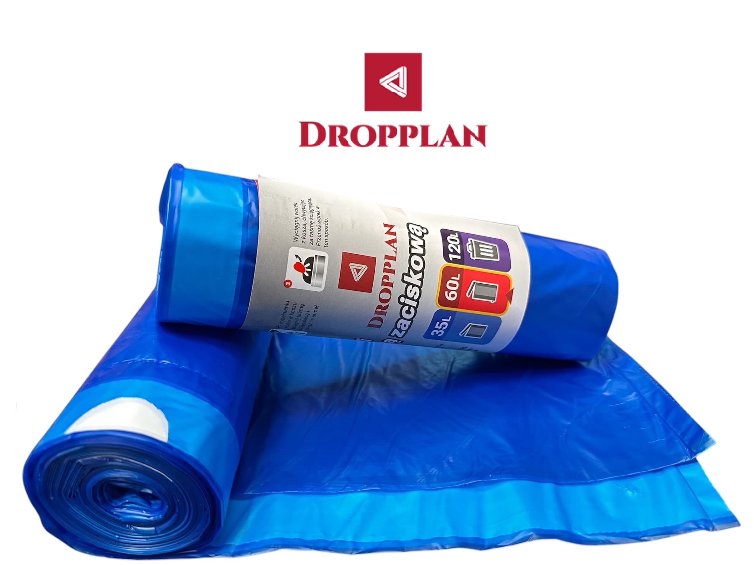 WORKI NA ŚMIECI Z TAŚMĄ 60 litrów 10 sztuk Najmocniejsze i Największe XXL