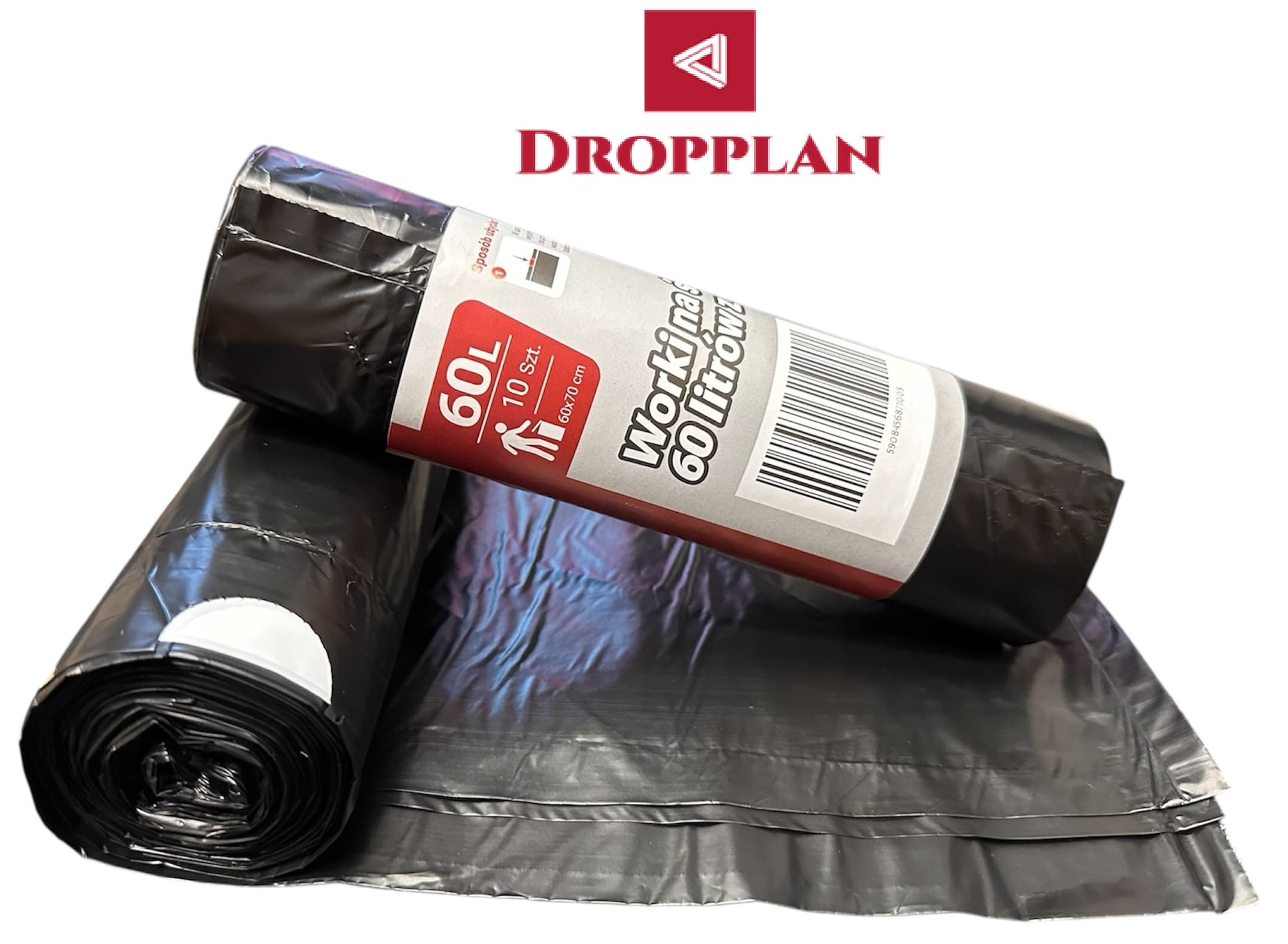 WORKI NA ŚMIECI Z TAŚMĄ 60 litrów 10 sztuk Najmocniejsze i Największe XXL