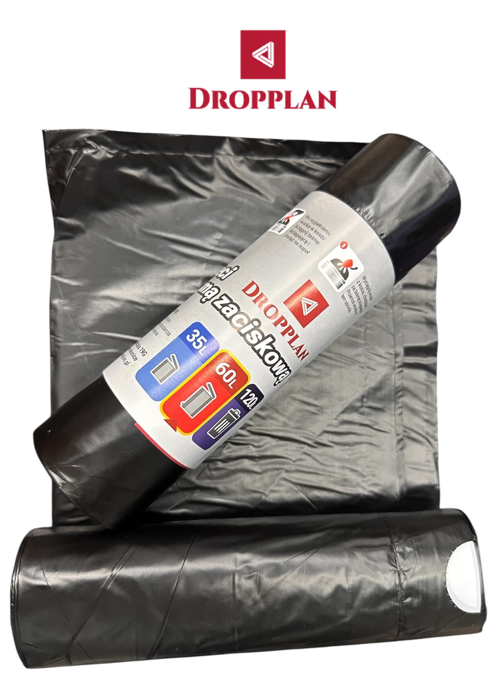 WORKI NA ŚMIECI Z TAŚMĄ 60 litrów 10 sztuk Najmocniejsze i Największe XXL